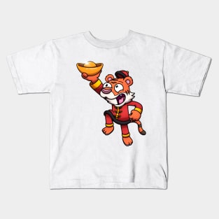 2022 Chinese New Year Tiger With Gold Piece Kids T-Shirt